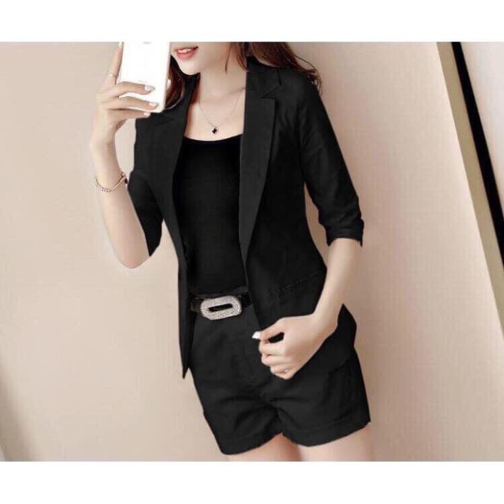 Set Vest 3 Món Kèm Nịt Cao Cấp - Bộ Vest Short Nữ Kaki Phối Áo Trong Thun Dệt Loại 1 | BigBuy360 - bigbuy360.vn