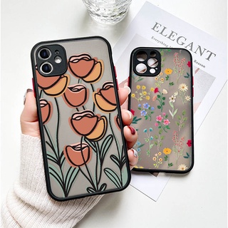 Ốp điện thoại nhám trong suốt hình hoa đáng yêu bảo vệ camera iPhone 12 Pro Max 11 Pro Max 12 Mini X XS XR 6 6s 7 8Plus