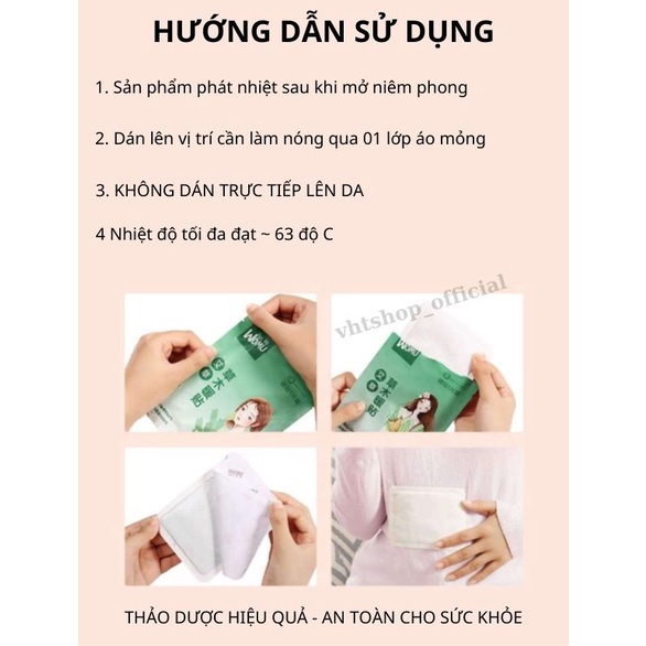 Miếng dán giữ nhiệt giữ ấm cơ thể, đau bụng kinh thảo dược thiên nhiên - VHT SHOP