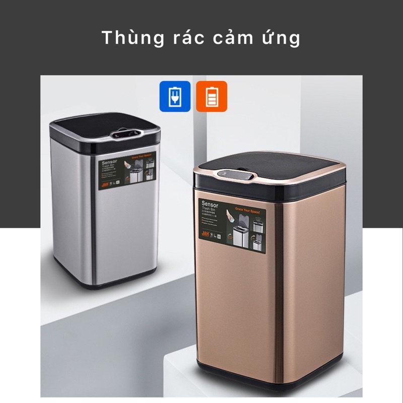 Thùng rác cảm ứng Assel 13L Inox 430 cao cấp, cảm biến tự động đóng mở nắp thông minh tiện ích