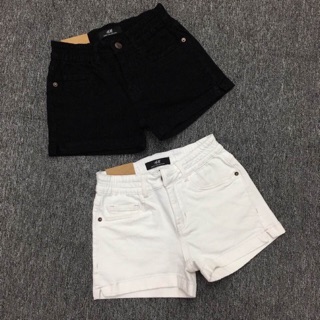Quần short đen trắng lưng thun mới C- A