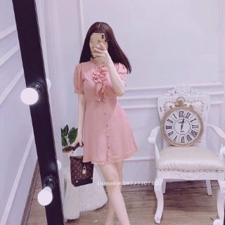 Váy dáng A triết eo cổ bèo hàng thiết kế