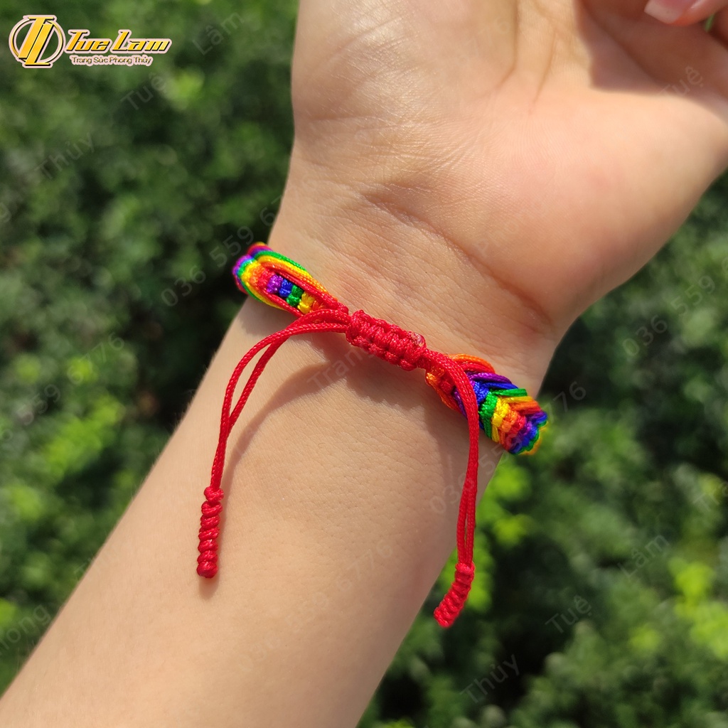 Vòng chỉ đeo tay nút thắt chỉ lục sắc cho các bạn cộng đồng LGBT - Tuệ Lâm