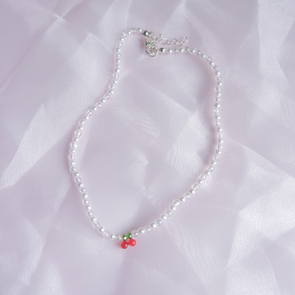Dây chuyền hạt cườm hình cherry dễ thương