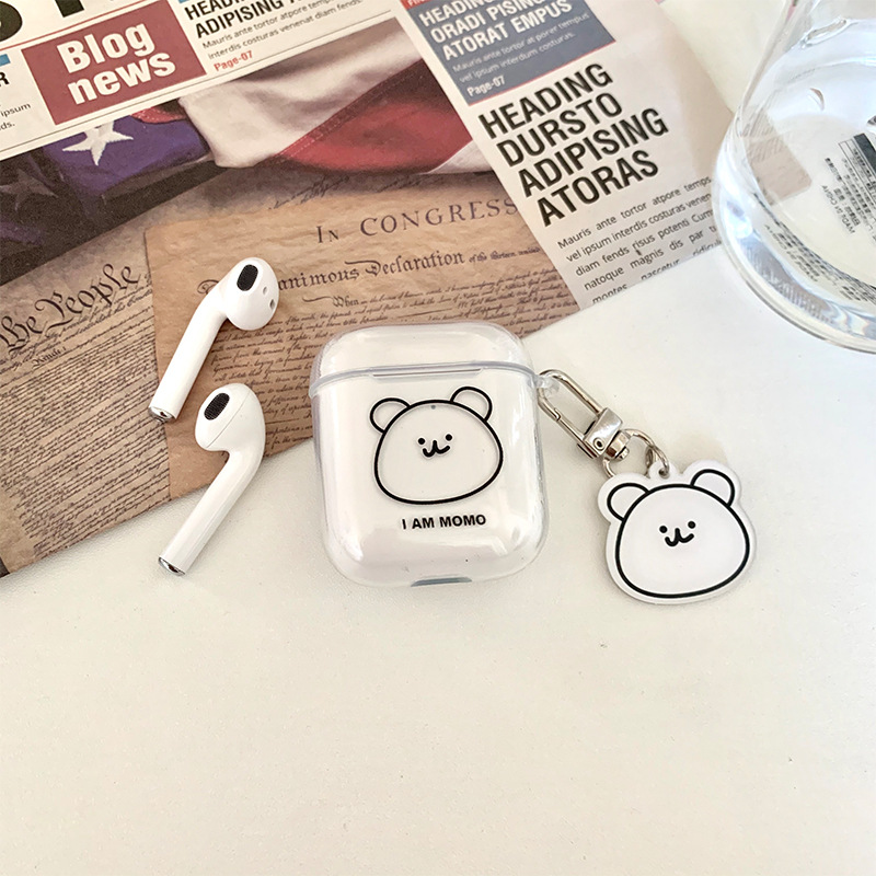 Vỏ Đựng Bảo Vệ Hộp Sạc Tai Nghe Airpods 1 / 2 Kèm Móc Hình Gấu Xinh Xắn