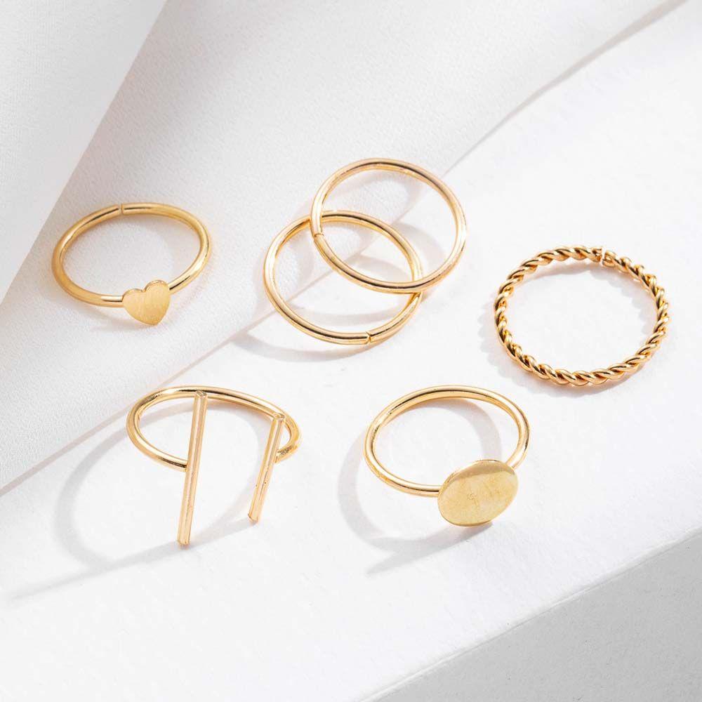MOCHO Set Nhẫn Hợp Kim Phối Dây Xích Tròn Thời Trang Vintage