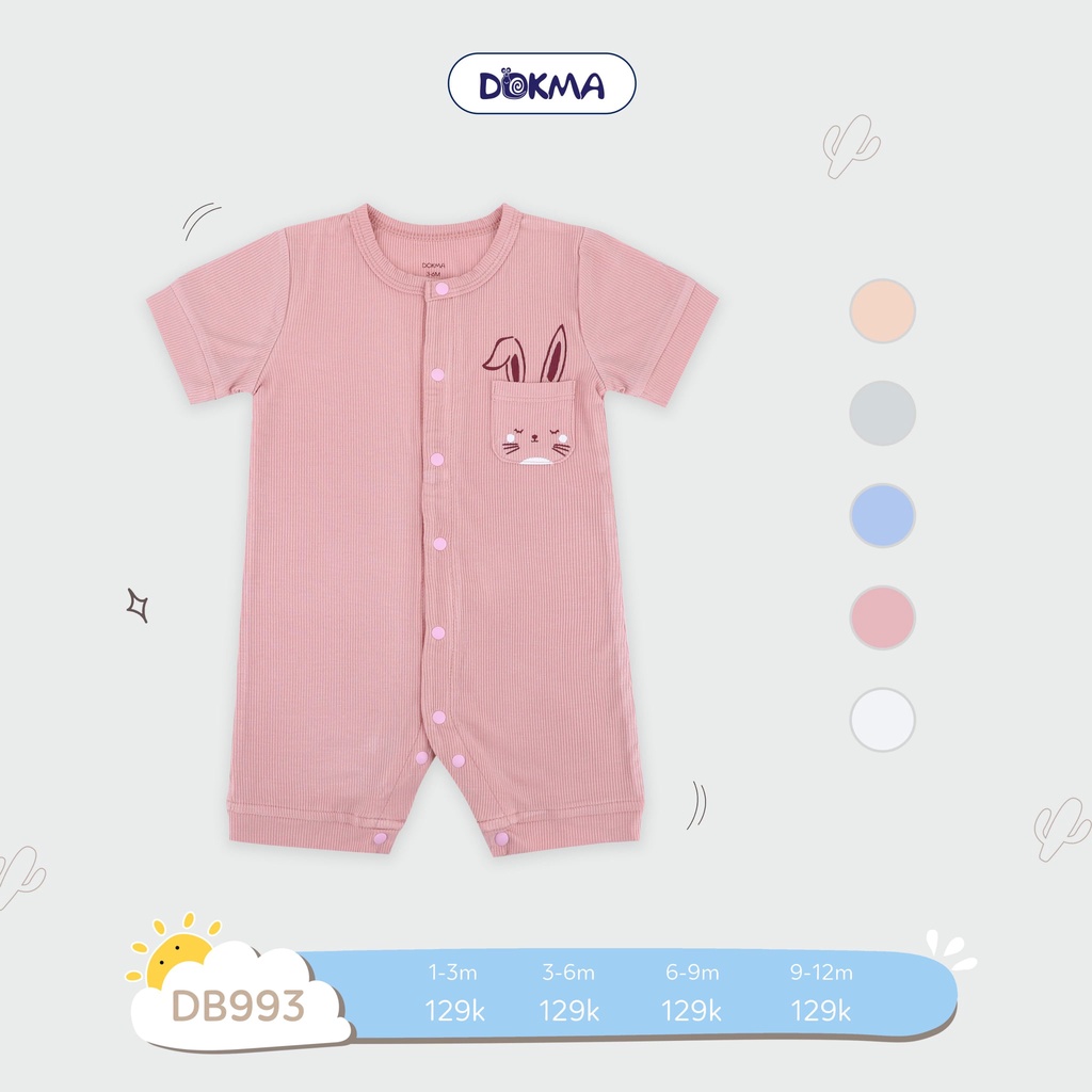 (1-12M) Body cài giữa cộc tay cotton / tăm / bamboo cho bé sơ sinh - DOKMA