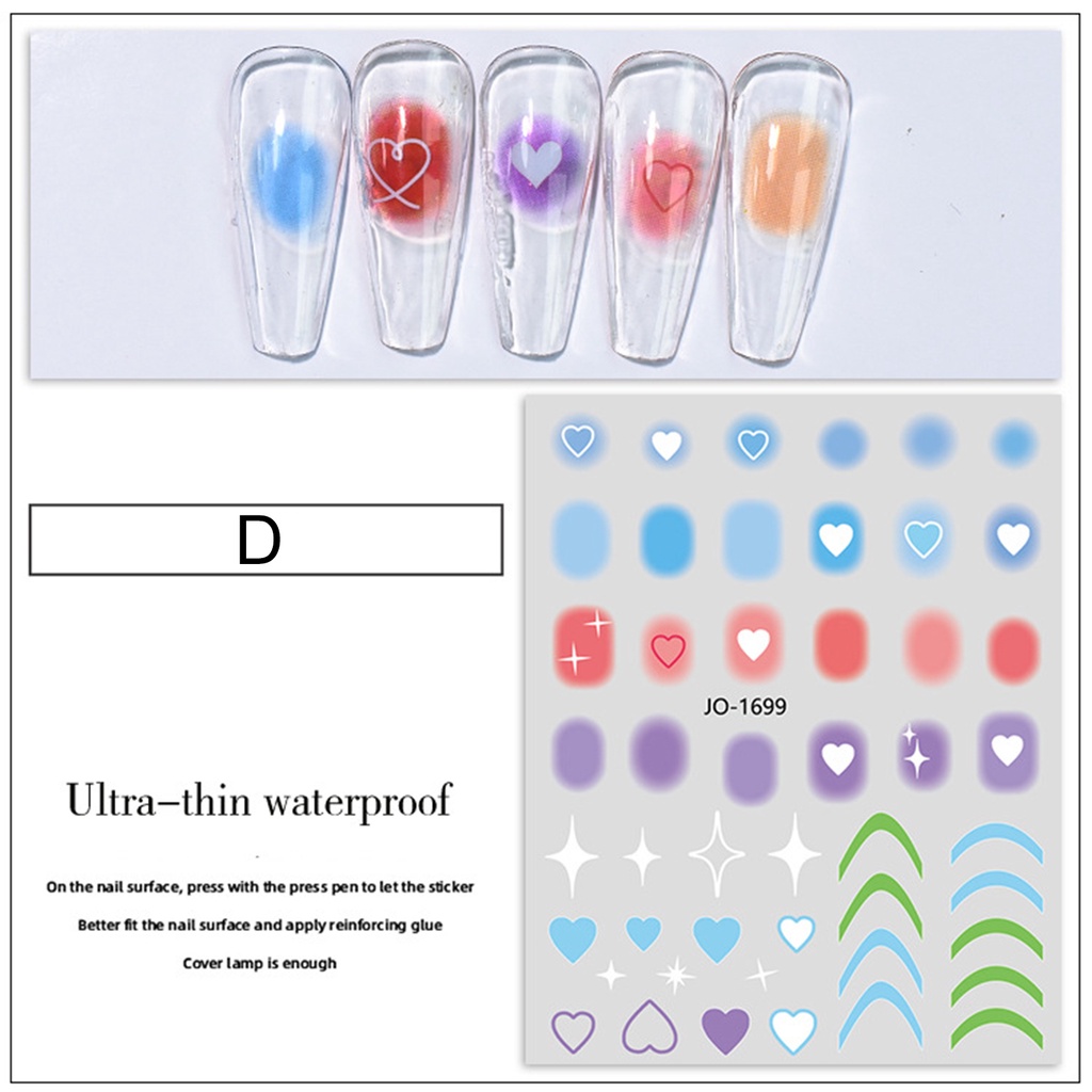 Sticker Dán Móng Tạo Hiệu Ứng 3D Lãng Mạn Siêu Mỏng