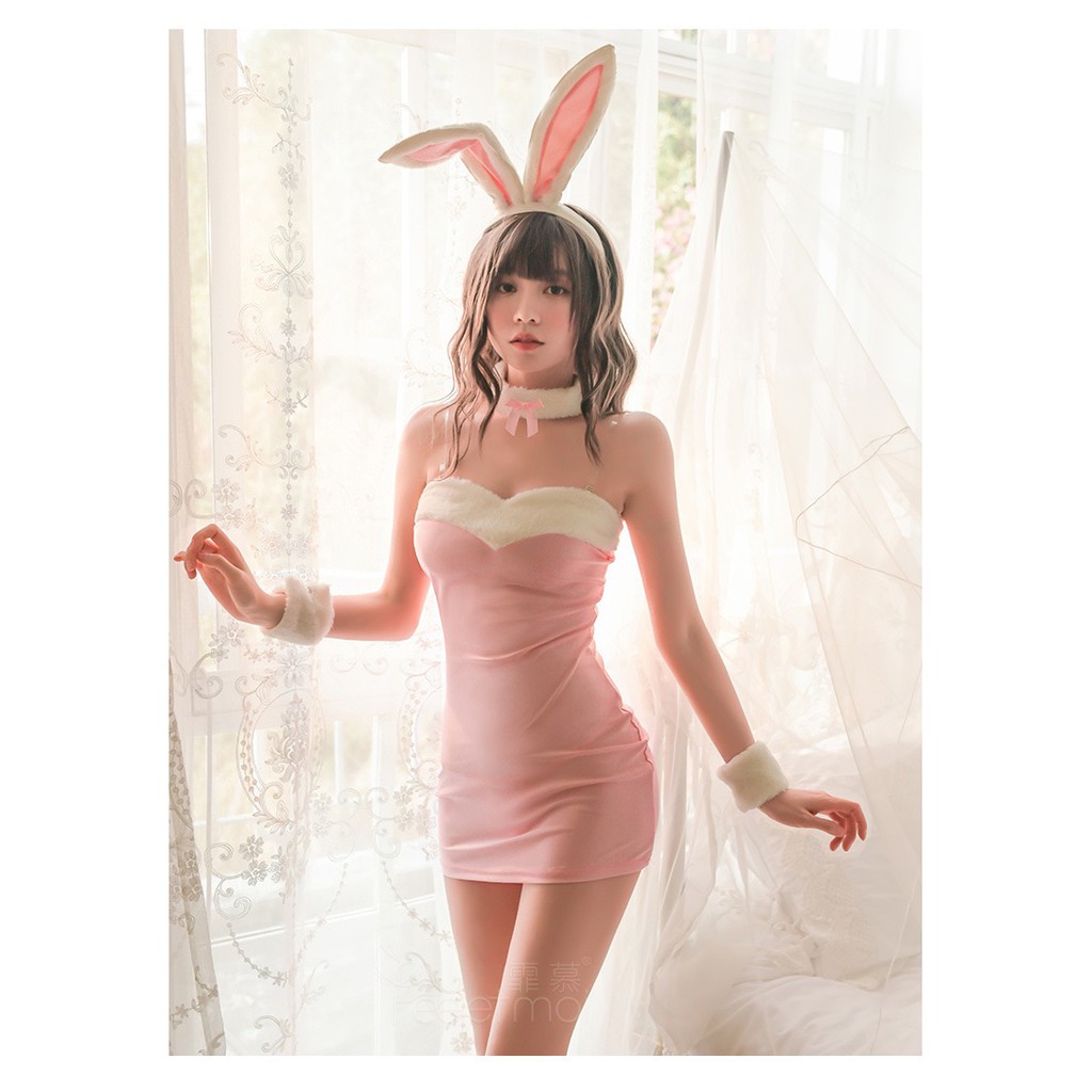 FM6990 Cosplay Nàng Thỏ Dễ Thương - Viền Lông Xinh Xắn Đáng Yêu - Nhiều Phụ Kiện Đi Kèm