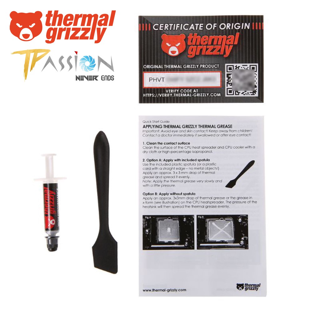 Keo tản nhiệt Thermal Grizzly Kryonaut 1 gram (1g), 5.5 grams (5.5g) - Mẫu mới nhất, tản nhiệt tốt, hàng Đức chính hãng