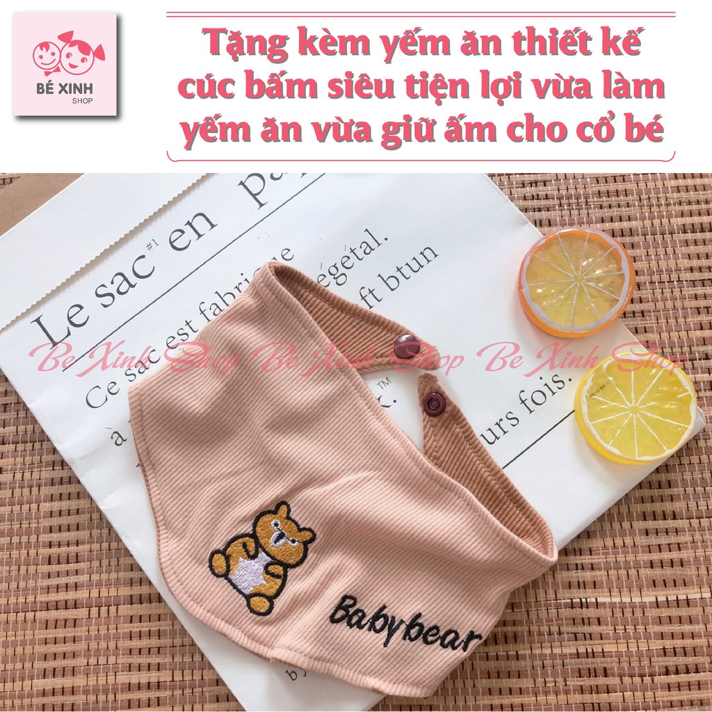 Quần áo bộ body trẻ sơ sinh dài tay thun gân nỉ cho bé trai bé gái K.woo [TẶNG YẾM] bộ đồ ngủ dài tay cho bé len tăm nỉ