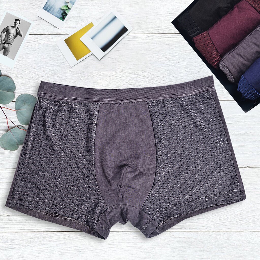 Hộp 4 Quần Sịp Đùi Nam Cotton Thun Lạnh Cao Cấp Có Hộp Đựng - Quần lót boxer nam thông hơi