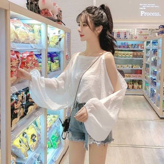 Áo sơ mi chiffon mỏng hở vai phong cách thời trang hàn quốc