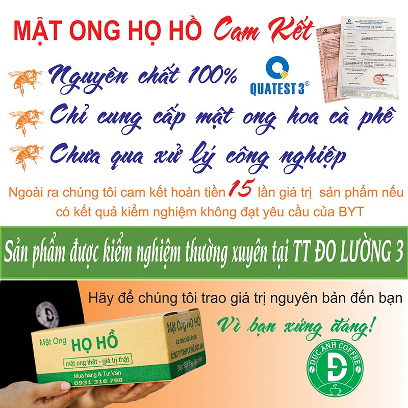 2 Hũ Thủy Tinh Mật Ong Hoa Cà Phê Nguyên Chất ( Mỗi Hũ 42Gr) - D Honey - Mật Thật Giá Trị Thật Công Ty Cà Phê Đức Anh