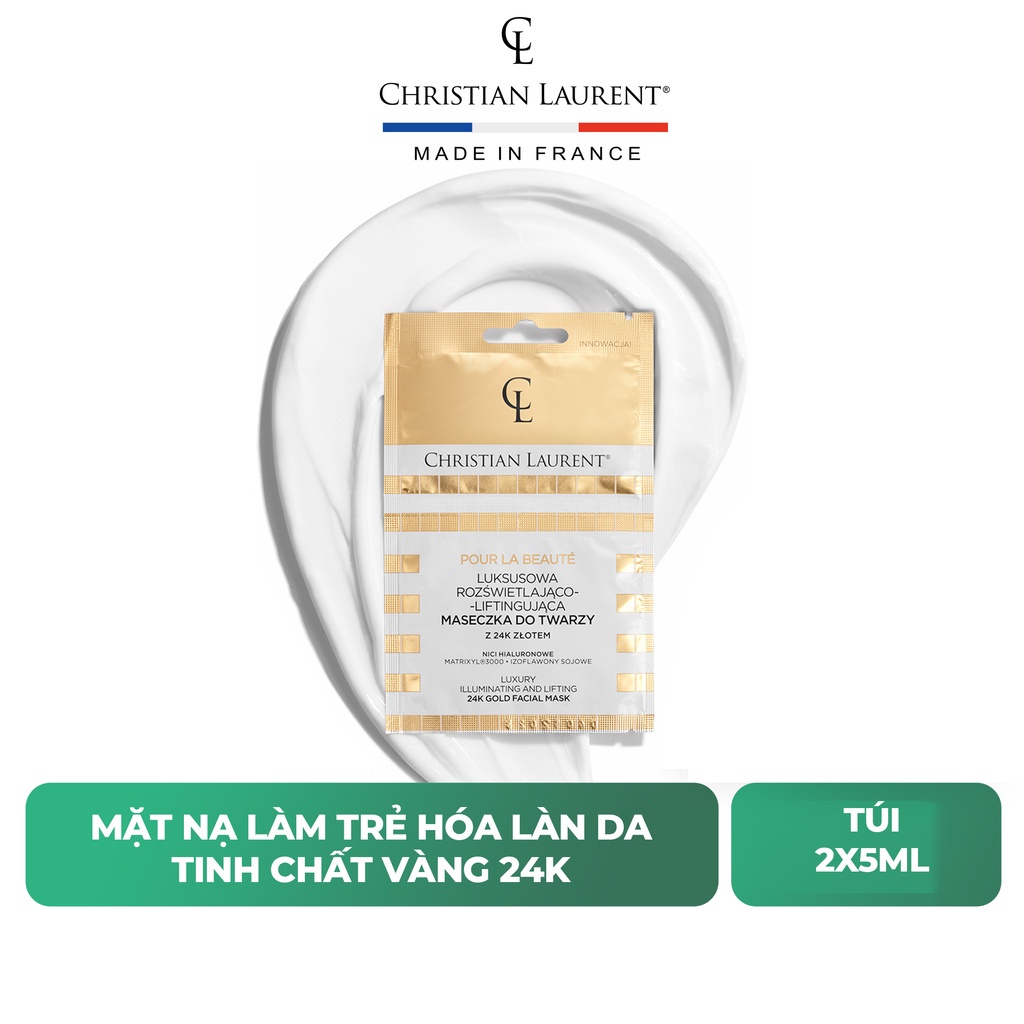 Mặt nạ trẻ hóa da tinh chất vàng 24K cao cấp (CHÍNH HÃNG) - Christian Laurent Luxury Brightening &amp; Lifting Face Mask
