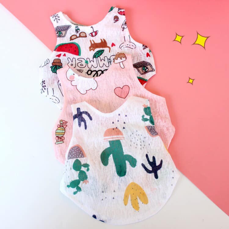 [ XẢ KHO ] áo thun croptop lộ eo cho chó mèo ( vải mỏng mát, không bám lông, không nhăn)