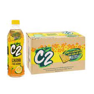 Thùng 24 chai C2 hồng trà đào, Vị Chanh 455ml
