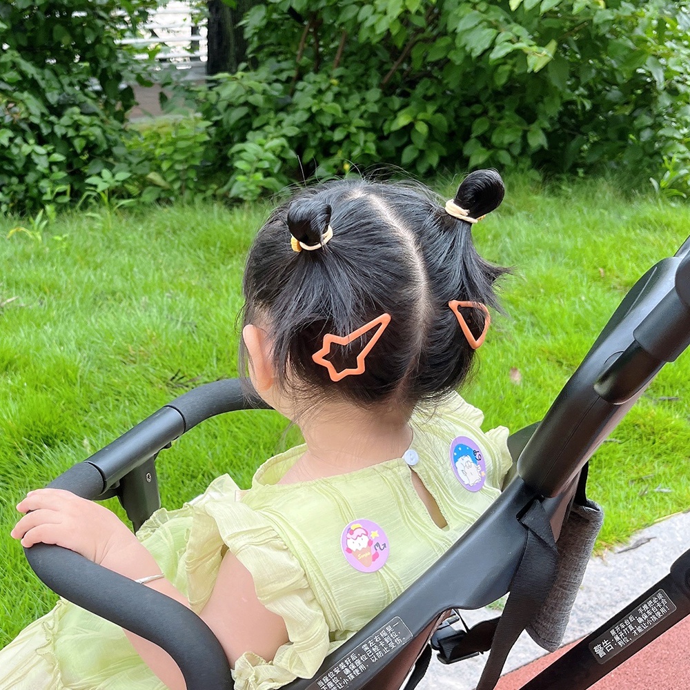 Set 3 Kẹp Tóc Khaki Màu Be / Cà Phê / Ngôi Sao / Trái Tim / Hình Học Dễ Thương Cho Bé Gái