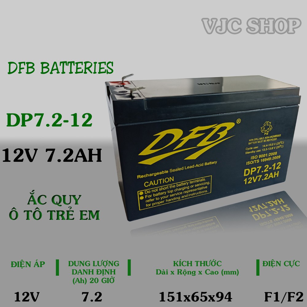 Bình ắc quy xe ô tô trẻ em 12V 7.5AH hãng DFB