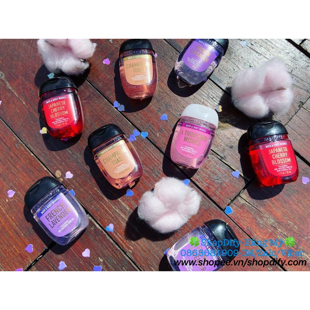 Hàng Mỹ,có Bill- Nước Rửa Tay Khô Diệt Khuẩn Dưỡng Ẩm Tự Nhiên BBW BATH BODY WORK Anti-Bacterial Hand Gel PocketBac 29ml
