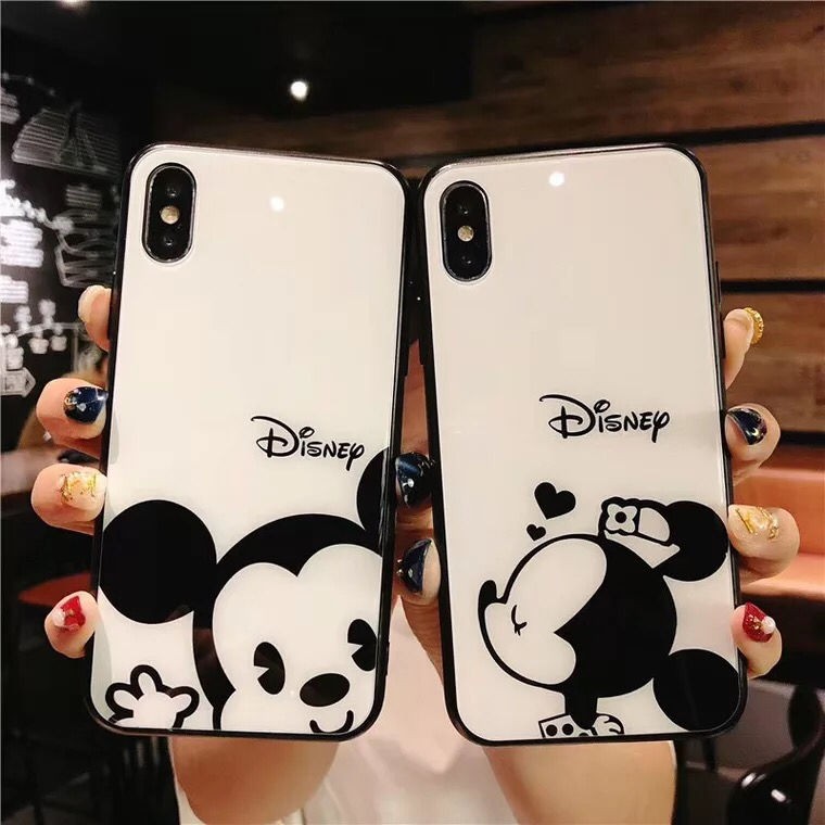 Ốp Điện Thoại Mặt Kính In Hình Chuột Mickey Cho Iphone 12 11pro Se2 Xs Max Xr I6 I7 I8 Plus