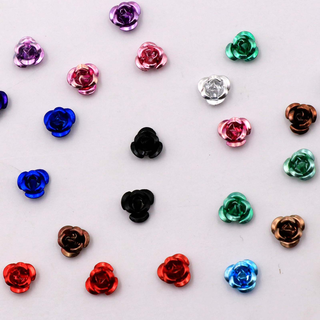 [Hàng mới về] Hộp Phụ Kiện Hạt Trang Trí Móng Tay Họa Tiết Hoa 3D Bằng Kim Loại