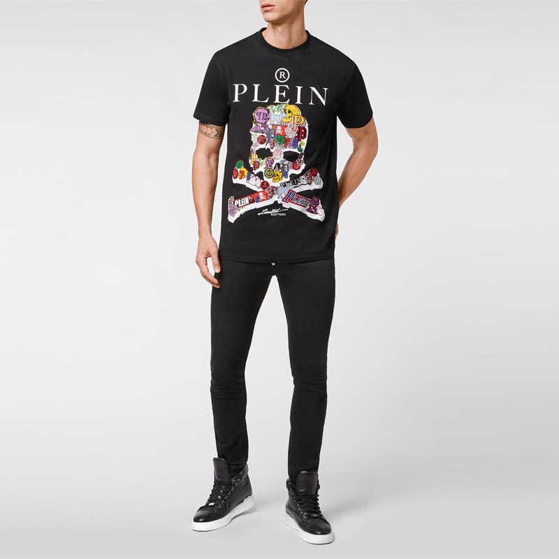 Áo Thun Ngắn Tay In Hình Đầu Lâu Philipp Plein PP Cá Tính Cho Nam