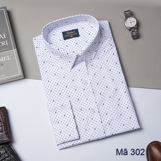 Áo Sơ Mi Nam Công Sở Trung Niên Thương Hiệu Anton Màu Trắng Họa Tiết Nhí Vải Cotton- X302