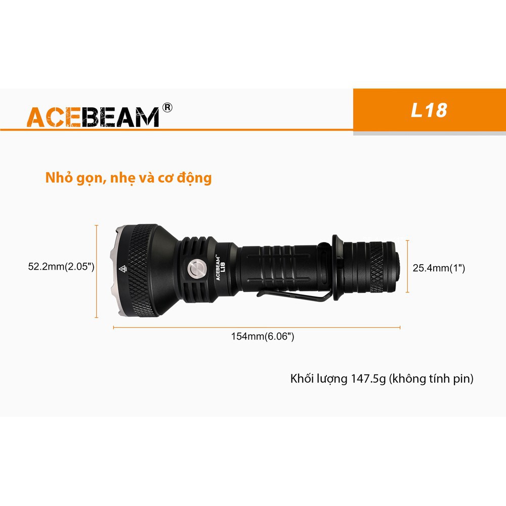 [BẢN MỚI NHẤT] [SIÊU NHỎ GỌN] ACEBEAM L18 Đèn pin và đèn sạc nhỏ gọn sáng 1500 lumen chiếu xa 1000m LED Osram(kèm pin)