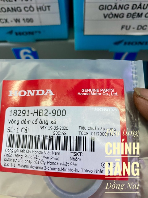 RON BÔ - VÒNG ĐỆM CỔ ỐNG XẢ ZIN DÙNG CHO HẦU HẾT CÁC LOẠI XE SỐ HONDA 100cc(DREAM, WAVE A/S/RS/RSX 100cc) CHÍNH HÃNG