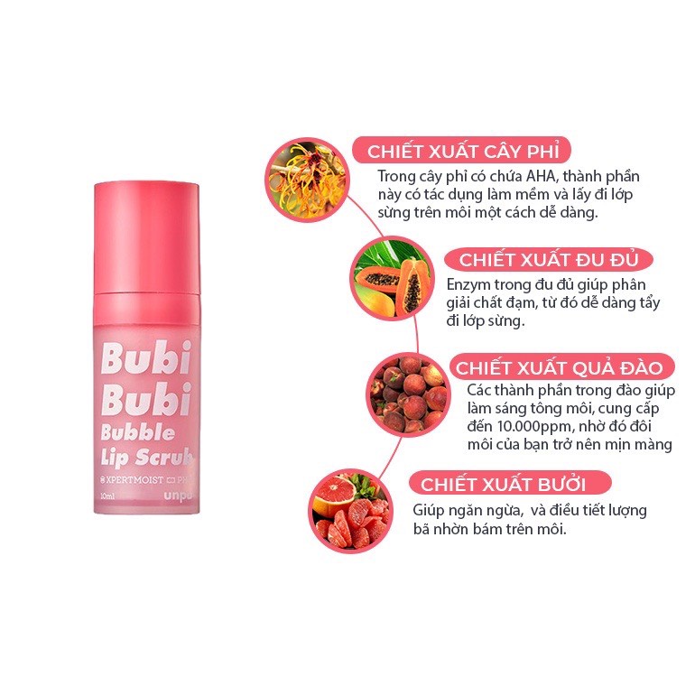 Tẩy Da Chết Môi Sủi Bọt Bubi Bubi Bubble Lip Scrub (chính hãng)