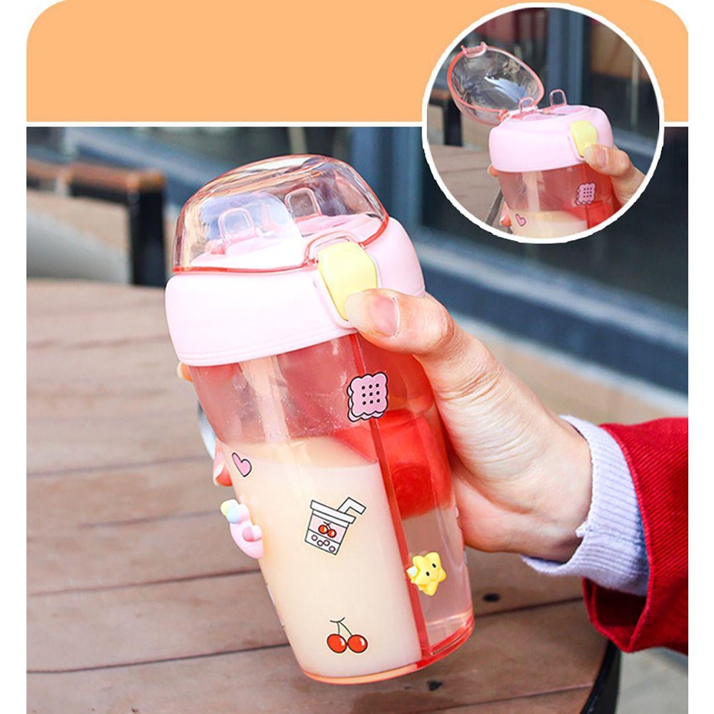 Bình Nước Kèm Ống Hút Dung Tích 430ml Chất Lượng Cao