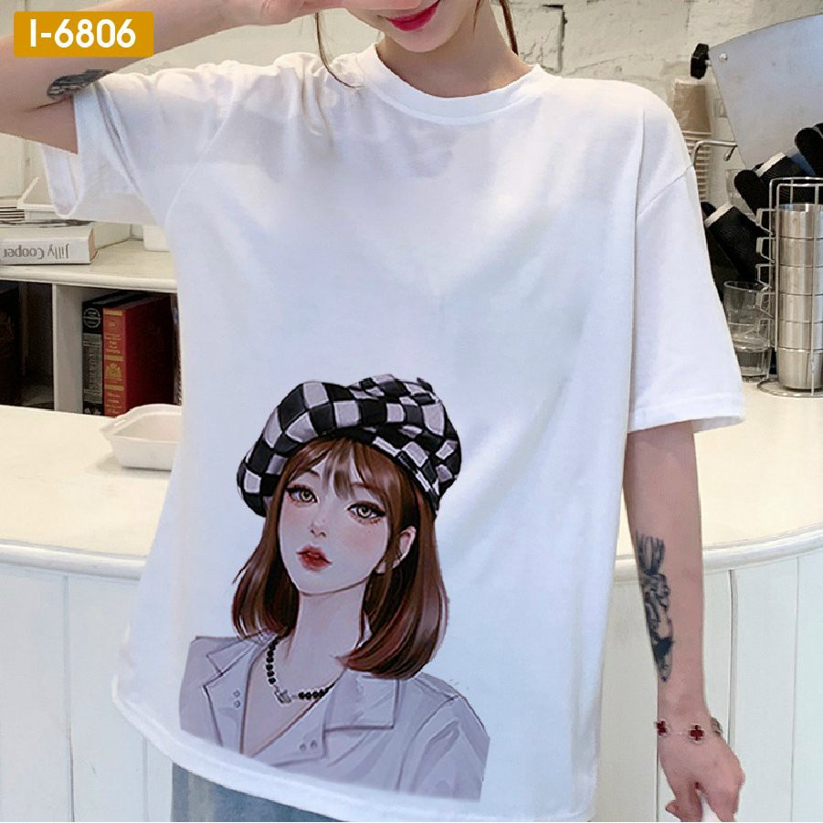 Áo thun nữ tay lỡ fom  IN HÌNH CÔ GÁI SIEU HOT , rẻ đẹp , áo thun unisex  giá gốc tận xưởng