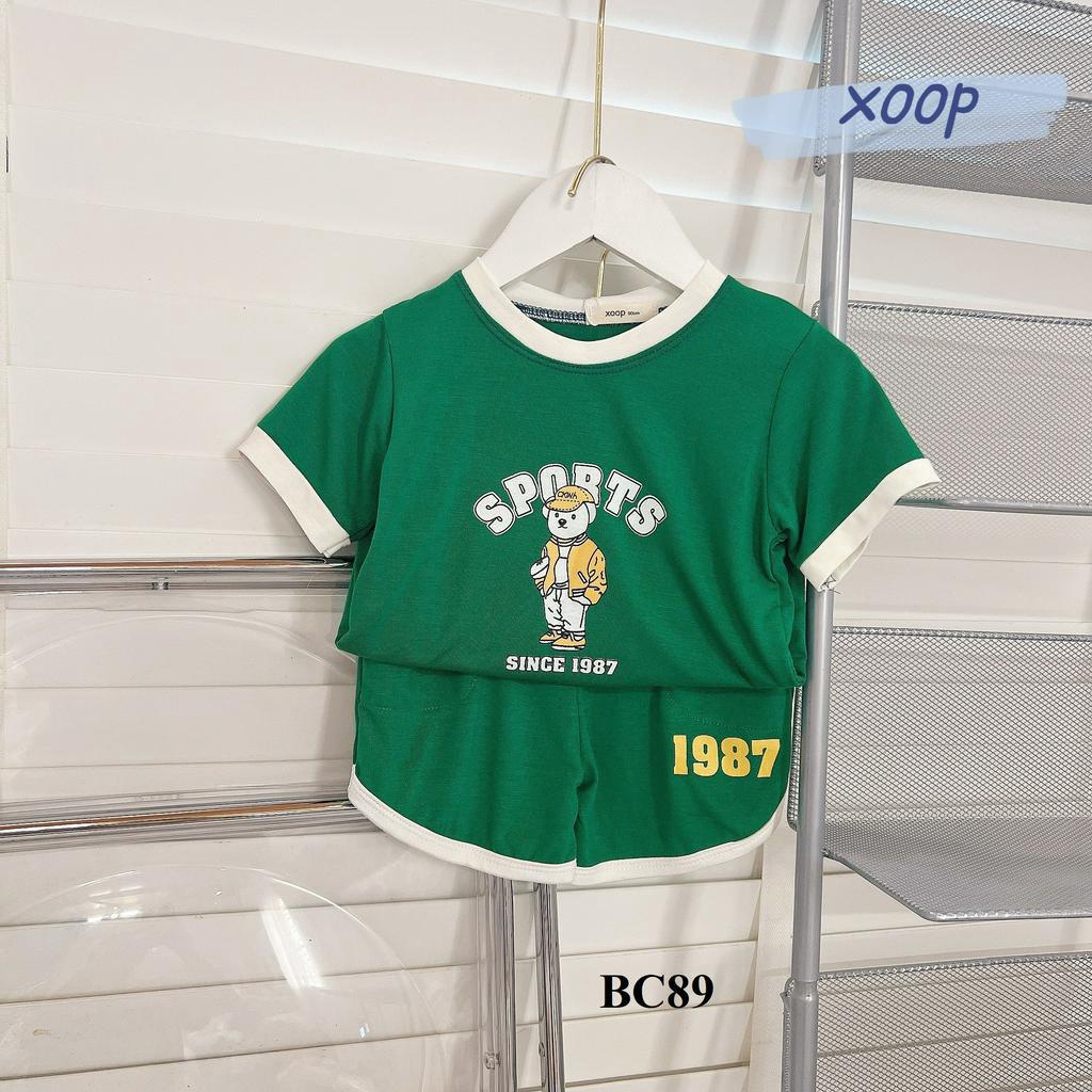 Đồ Bộ cộc tay XOOP cotton lụa XOOP in gấu sport cho bé trai bé gái (11-24kg) BC89,quần áo trẻ em Shop Phúc Yến