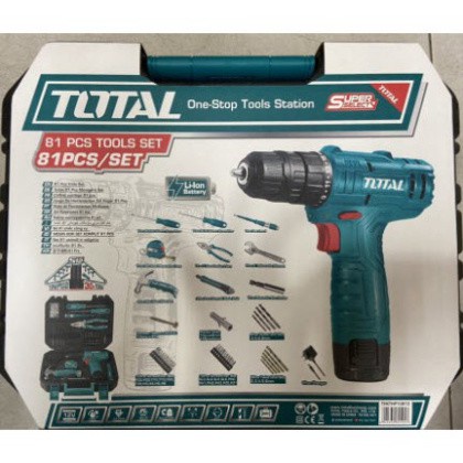 Bộ 81 món máy khoan pin total 12V THKTHP10812