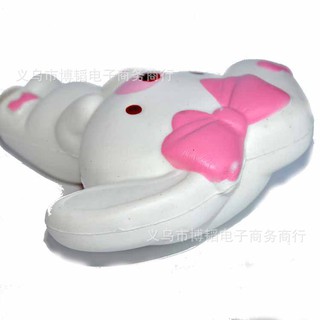 SQUISHY ĐỒ CHƠI THỎ ĐEO NƠ HỒNG