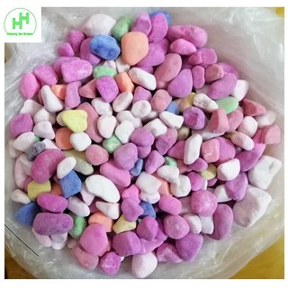 Túi 1Kg Sỏi To Nhiều Màu, đường kính 2cm, Xếp Gốc Cây, Trang Trí Bể Cá
