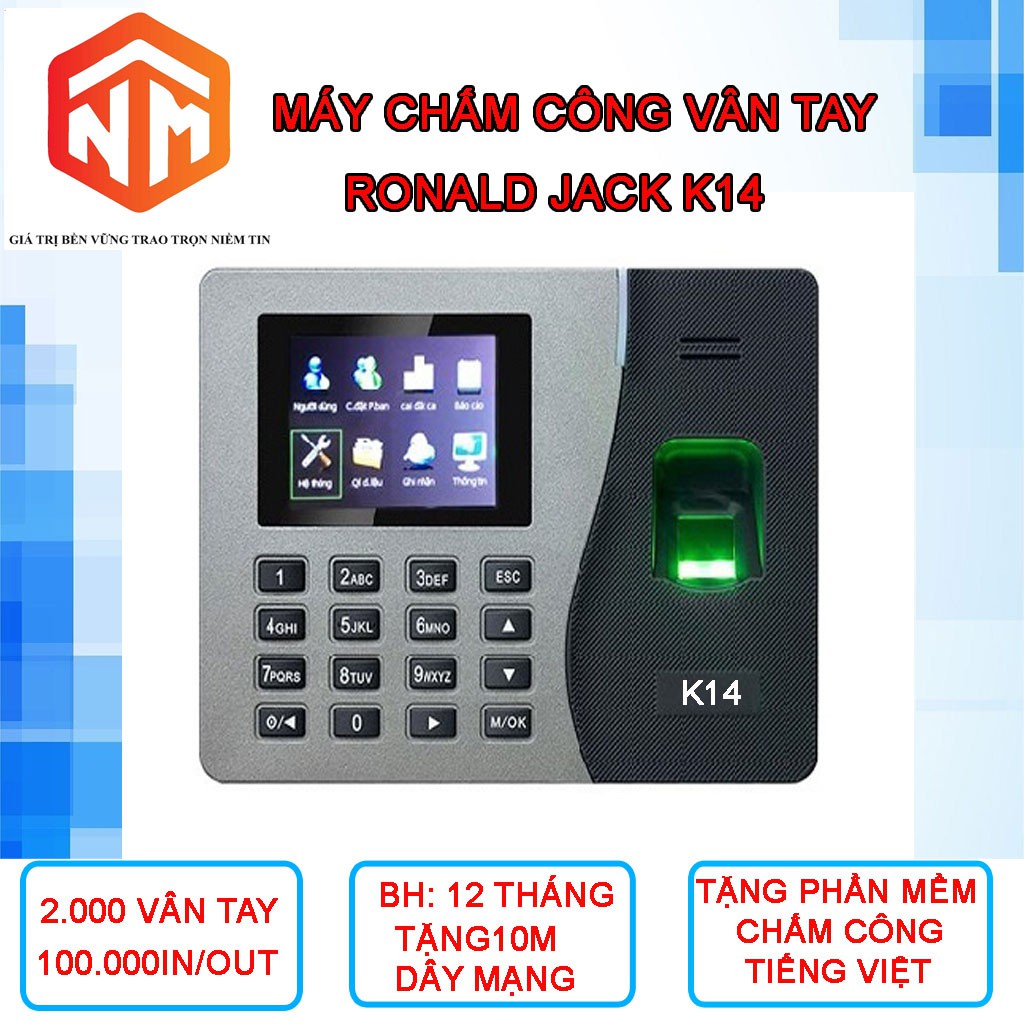 Máy chấm công Ronald Jack K14 - Máy Chấm Công Vân Tay - Nhật Minh