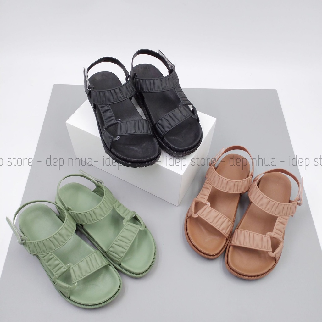 Giày sandal nữ 2 quai tam giác nhựa giả da siêu biền IDép - GL041