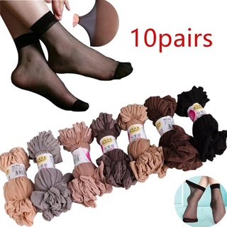 Set 10 đôi vớ lụa xuyên thấu siêu mỏng trong suốt co giãn thoải mái dành cho nữ