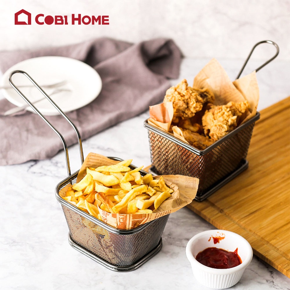 Rổ Inox Đựng Khoai Tây Chiên Kiểu Pháp Nhiều Kích Thước Tùy Chọn - COBI HOME