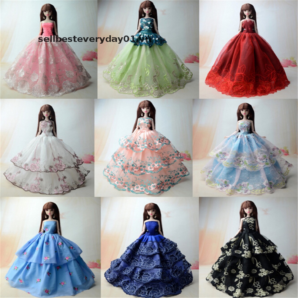 Set 5 đầm công chúa dự tiệc cưới thiết kế thời trang cho búp bê barbie