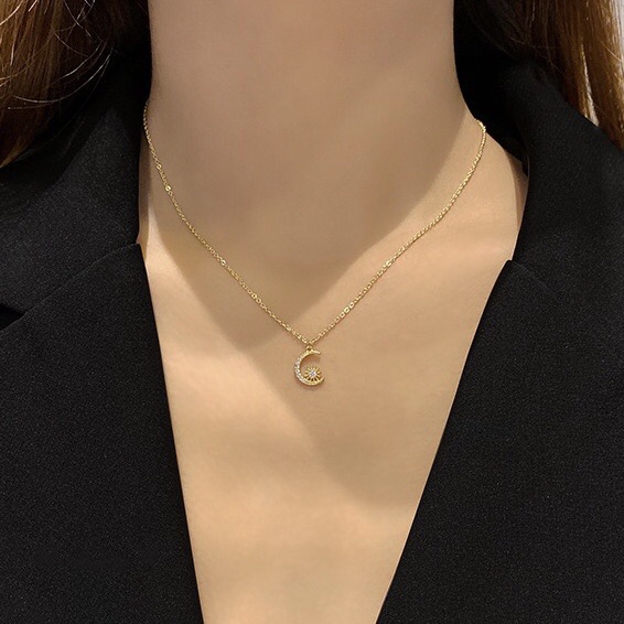 Dây chuyền Vòng cổ Chocker TITAN màu Gold Sun & Moon  HALLA