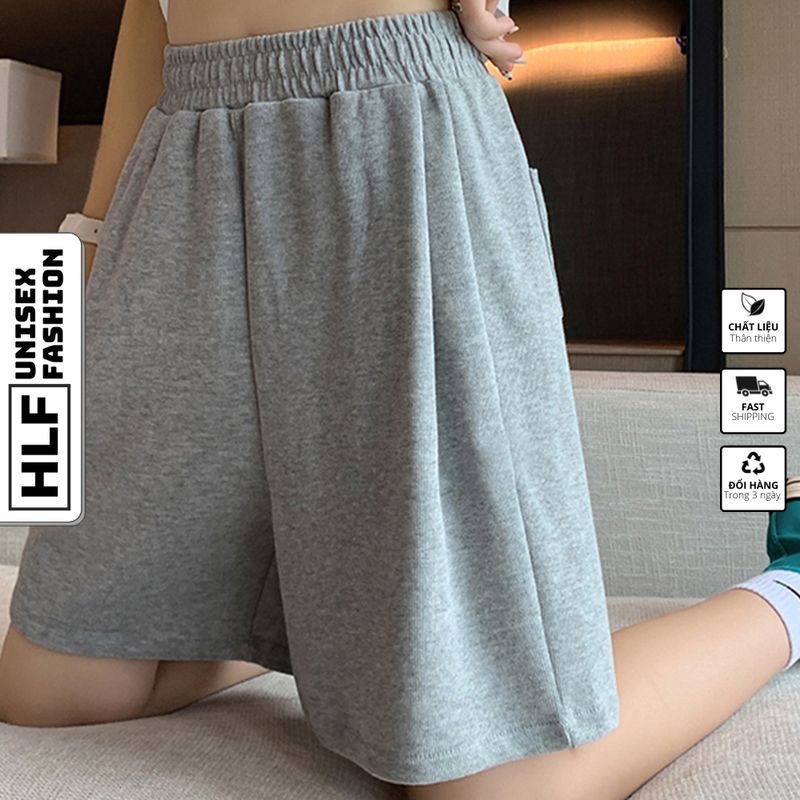 Quần đùi nam nữ ống rộng Unisex basic, quần jean short nữ HLFashion | BigBuy360 - bigbuy360.vn