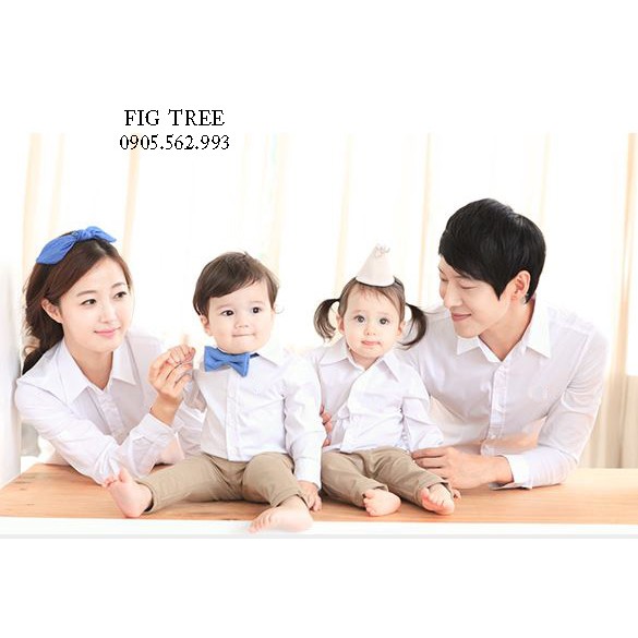 Combo Áo Somi Gia Đình Fig Tree Màu Trắng Đơn Giản Sang Trọng Dễ Phối Đồ