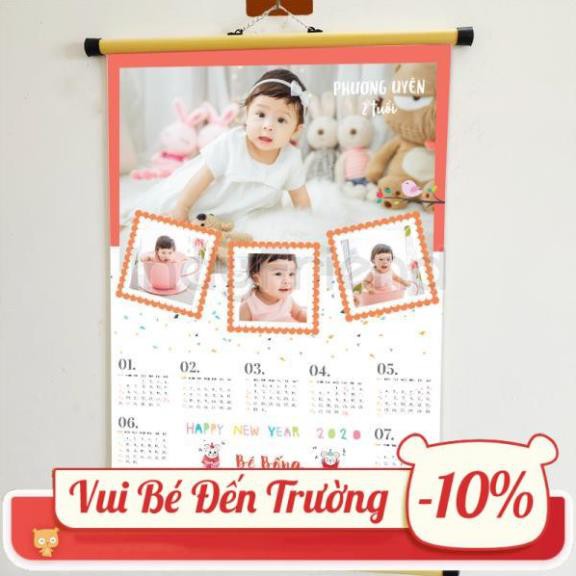 In lịch Canvas Tân sửu 2021 tết cho bé - Lịch treo tường in hình bông hoa đáng yêu