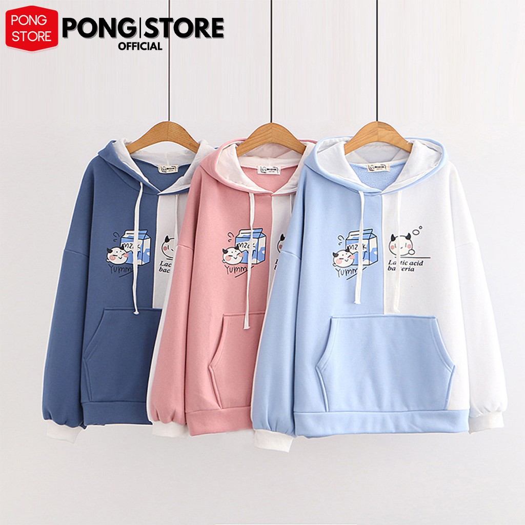 Áo hoodie nữ form rộng MÈO MILK phong cách hàn quốc, áo khoác hoodi chất nỉ có túi trước có 3 màu