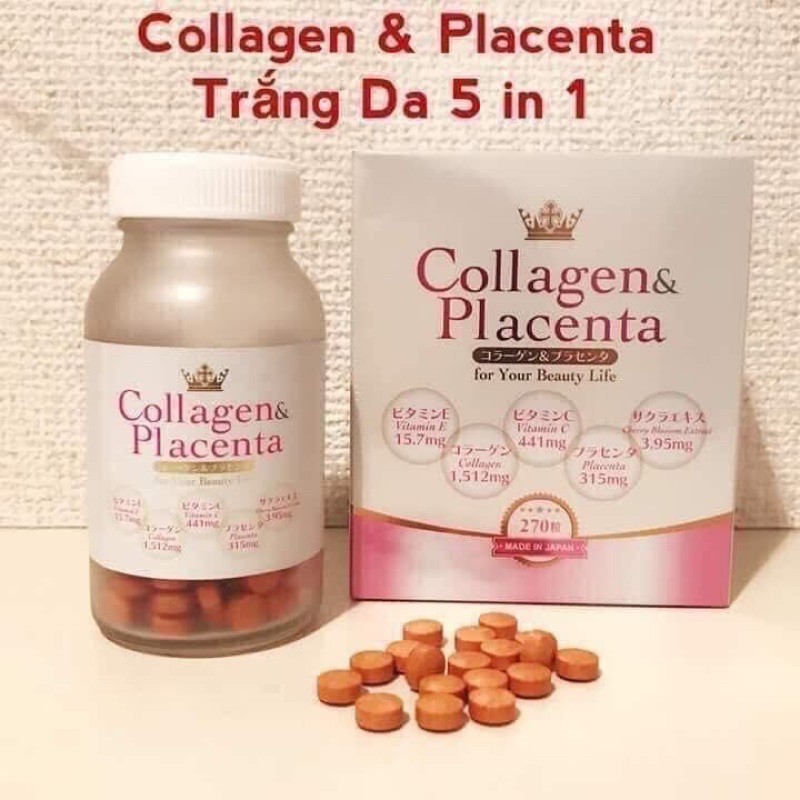 Hộp Viên Trắng da Collagen &amp; Placenta 5 trong1