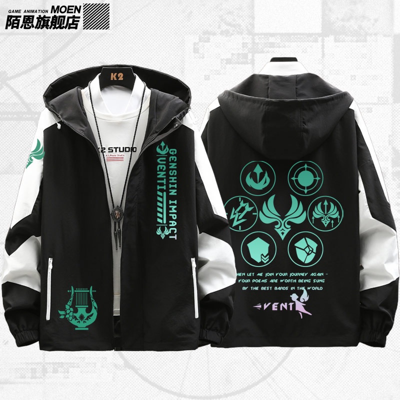 Áo Khoác Hoodie In Hình Game Barbatos Venti Genshin Impact Game Aeolus 2D Thời Trang Unisex