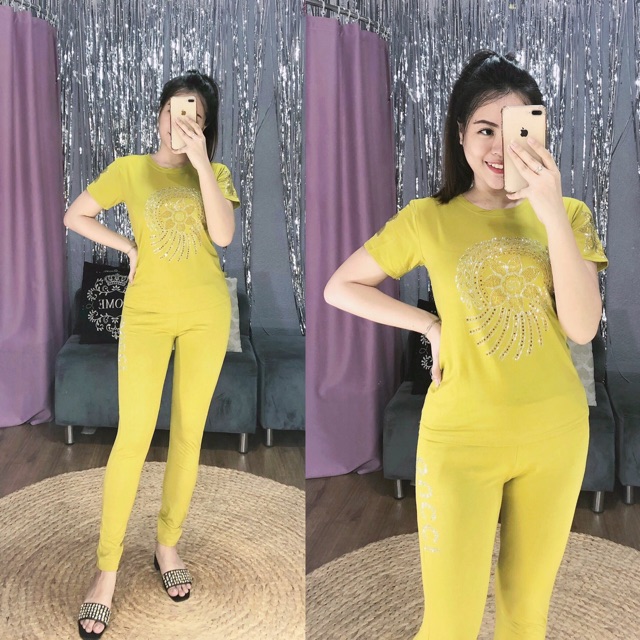 ĐỒ BỘ THUN THÁI COTTON ĐÍNH ĐÁ QC